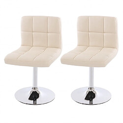 Decoshop26 Lot de 2 chaises fauteuils de salle à manger en synthétique crème CDS04066