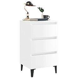 Avis Maison Chic Lot de 2 Tables de chevet,Table de nuit,Table d'appoint pour salon pieds en métal - Blanc brillant 40x35x69cm -MN44632