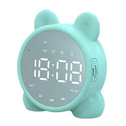 Yonis Mini Enceinte Bluetooth Avec Miroir Horloge FM Alarme LED Clair Mini Enceinte Bluetooth Miroir Horloge Carte avec Radio FM et Alarme Lumièree Vert YONIS