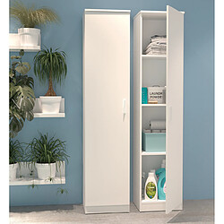 Acheter Pegane Armoire / meuble de rangement coloris blanc - Hauteur 180 x Longueur 40 x Profondeur 35 cm