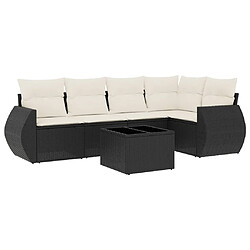 vidaXL Salon de jardin 6 pcs avec coussins noir résine tressée