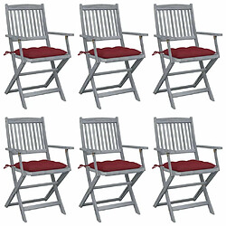 Maison Chic Lot de 6 Chaises pliables d'extérieur avec coussins | chaises de jardin | Fauteuil Relax Bois d'acacia -GKD55562