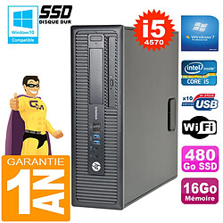 PC HP EliteDesk 800 G1 SFF Core I5-4570 16Go Disque 480Go SSD Graveur DVD Wifi W7 - Occasion