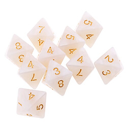 10pcs Dés 8 Faces Dés Polyédriques D8 Pour Les Jeux De Table De Fête Blanc