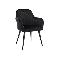 Avis Vente-Unique Lot de 6 chaises avec accoudoirs en velours et métal - Noir - ELEANA