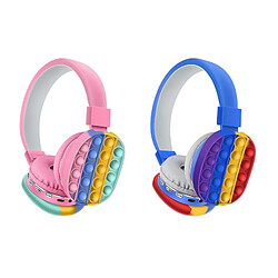 GUPBOO Casque Bluetooth arc-en-ciel casque sans fil jouets en Silicone anti-stress casque stéréo avec micro écouteurs intra-auriculaires pour enfants 