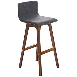 Decoshop26 Lot de 2 tabourets de bar chaise hautes en tissu gris clair piètement à quatre pieds en bois foncé 10_0004418