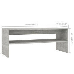 vidaXL Table basse Gris béton 100x40x40 cm Bois d’ingénierie pas cher