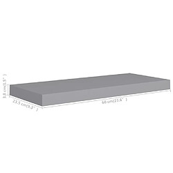 vidaXL Étagère murale flottante gris 60x23,5x3,8 cm MDF pas cher