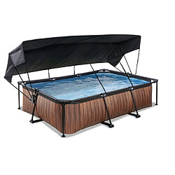 EXIT Piscine Wood 300x200x65cm avec voile d'ombrage et pompe filtrante - marron