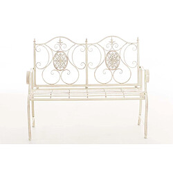 Decoshop26 Banc de jardin balcon terrasse style rustique largeur 116 cm en métal crème vieilli 10_0002926