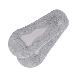 2 paires de chaussure mode femme en dentelle antidérapante invisible no show low cut gris