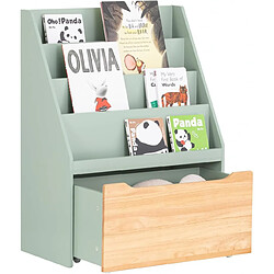 SoBuy KMB95-GR Étagère à Livres pour Enfant, Bibliothèque à roulettes pour Chambre d'enfant, Meuble Rangement Enfant pour Jouets et Livres, 4 Compartiments et 1 Tiroir à roulettes, 62 x 30 x 80 cm