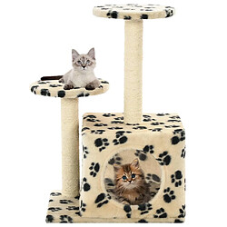 vidaXL Arbre à chat avec griffoir en sisal 60 cm Beige Motif de pattes