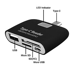 Shot Lecteur de cartes pour "HUAWEI P40 lite 5G" Smartphone Type-C Android SD Micro SD USB Adaptateur (NOIR)