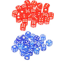 50 Dés Transparents Jeux de Role Donjons et Dragons D6 Polyédrique Jeu de Dés 12mm - Rouge et Bleu