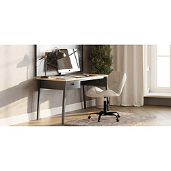 ICONIK INTERIOR Chaise de bureau avec roulettes - Chaise pivotante de bureau - Rembourrée en tissu bouclé - Structure noire Wito Blanc