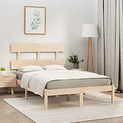 vidaXL Cadre de lit sans matelas 135x190 cm bois massif