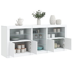 Maison Chic Commode Buffet - Meuble de rangement avec lumières LED blanc 181,5x37x67 cm -GKD50577