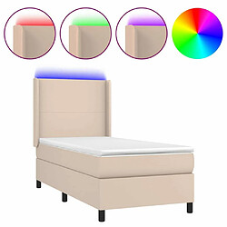 Maison Chic Lit adulte- Lit + matelas + LED,Sommier à lattes de lit matelas LED Cappuccino 100x200 cm -GKD19951