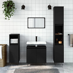 Maison Chic Armoires + meuble-lavabo| Ensemble de 3 meubles salle de bain noir bois d'ingénierie -GKD15004