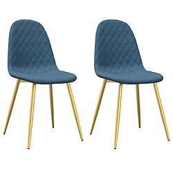 Maison Chic Lot de 2 Chaises à manger,Chaise pour cuisine,Solide Structure Bleu Velours -MN74333