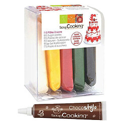 Scrapcooking Kit 5 pâtes à sucre de Noël + 1 Stylo chocolat