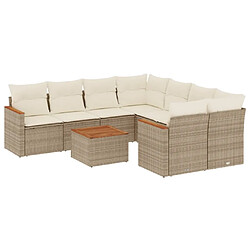 Maison Chic Salon de jardin avec coussins 9 pcs | Ensemble de Table et chaises | Mobilier d'Extérieur beige résine tressée -GKD66644