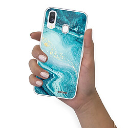 Coque Samsung Galaxy A40 360 intégrale transparente Bleu Nacré Marbre Ecriture Tendance Design Evetane. pas cher