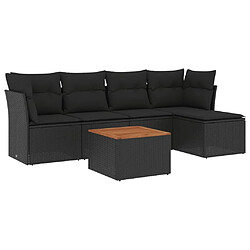 Maison Chic Ensemble Tables et chaises d'extérieur 6pcs avec coussins,Salon de jardin noir résine tressée -GKD899190