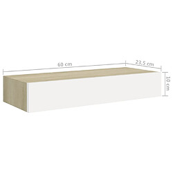 vidaXL Étagères à tiroir murales 2 pcs Chêne et blanc 60x23,5x10cm MDF pas cher