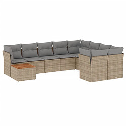 Maison Chic Salon de jardin avec coussins 10 pcs | Ensemble de Table et chaises | Mobilier d'Extérieur beige résine tressée -GKD93344