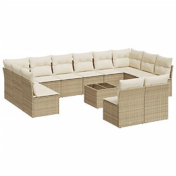 Maison Chic Salon de jardin avec coussins 13 pcs | Ensemble de Table et chaises | Mobilier d'Extérieur beige résine tressée -GKD90218