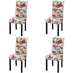 Decoshop26 Lot de 4 chaises de salle à manger cuisine style rustique motif fleurs en tissu multicolore CDS021771 