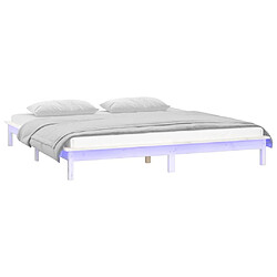 Avis Maison Chic Lit adulte - Cadre de lit à LED,Structure du lit Contemporain blanc 180x200 cm Super King bois massif -MN60827