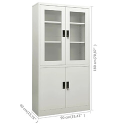 vidaXL Armoire de bureau Gris clair 90x40x180 cm Acier pas cher