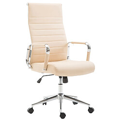 Decoshop26 Fauteuil de bureau en synthétique crème avec assise rembourrée pivotant BUR10241