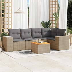 vidaXL Salon de jardin avec coussins 6 pcs beige résine tressée