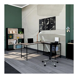 But Bureau d'angle avec USB WORK imitation chêne et métal noir