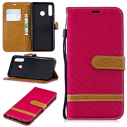 Etui en PU tissu jeans de couleur assortie avec support rouge pour votre Huawei P30 Lite 