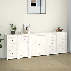 Maison Chic Buffet,Meuble de Rangement,commode pour salon,Cuisine Blanc 230x35x80 cm Bois massif de pin -MN66523