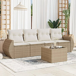 Maison Chic Salon de jardin avec coussins 5 pcs | Ensemble de Table et chaises | Mobilier d'Extérieur beige résine tressée -GKD16183