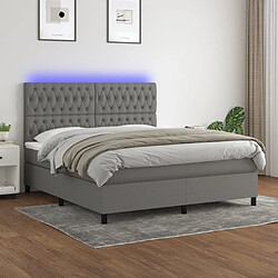 vidaXL Sommier à lattes de lit et matelas et LED Gris foncé 180x200 cm 