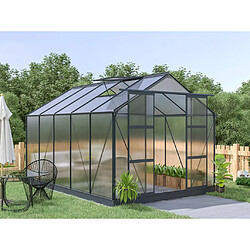 Vente-Unique Serre de Jardin en polycarbonate de 9 m² avec embase - Anthracite - COROLLE II