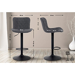 Avis Decoshop26 Lot de 2 tabourets de bar coutures décoratives pied trompette hauteur réglable en métal noir assise en tissu noir 10_0004141