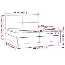 Maison Chic Lit adulte- Lit + matelas + LED,Sommier à lattes de lit matelas et LED Marron foncé 200x200 cm -GKD51840 pas cher