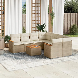 vidaXL Salon de jardin avec coussins 9 pcs beige résine tressée