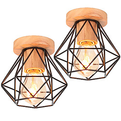 Stoex 2PCS-Lampe de Plafond Moderne Plafonnier Cage en Métal Luminaire Plafonnier Rétro Intérieur Noir Pour Couloir Bar Club 