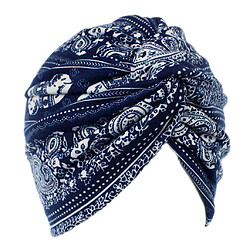 Femmes Coton Turban Head Wrap Chemo Chute De Cheveux Casquettes De Sommeil Éléphant Bleu Marine