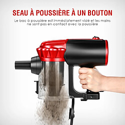 Koticidsin Aspirateur Balai Sans Sac, à Main 2 en 1-VA20(800W/16Kpa Puissance d'aspiration, Filtration HEPA) Noir/Rouge